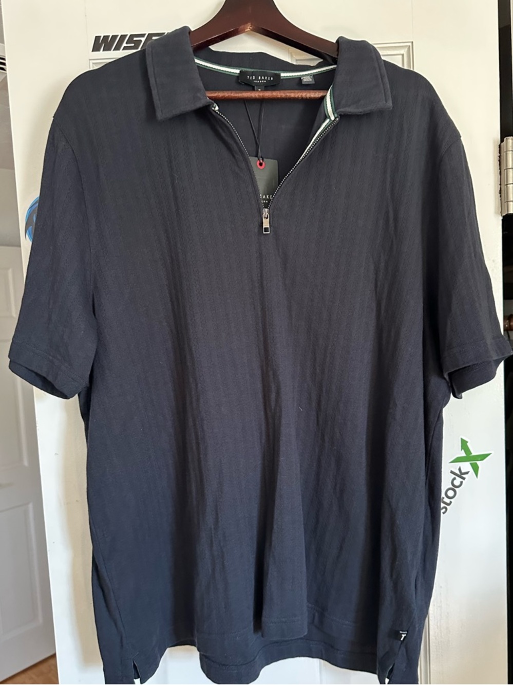 Ted Baker Navy Short-Sleeve Half-Zip Polo